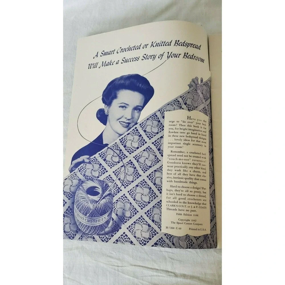 Vintage 1942 Spool Cotton Comapany bedspreads to knit and crochet magazine